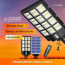 Carregar imagem no visualizador da galeria, Luminária LED Solar Potência 1000W + Sensor de Movimento e Controle Remoto - Promoção Da Black Friday🔥